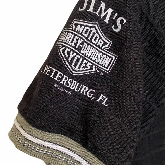 Harley -Davidson Florida Sz S Black Polo Shirt Green Trim - Picture 5 of 7